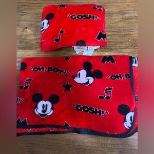 Mickey Mouse Disney Red Plush Kids Blanket and Pillow Set
